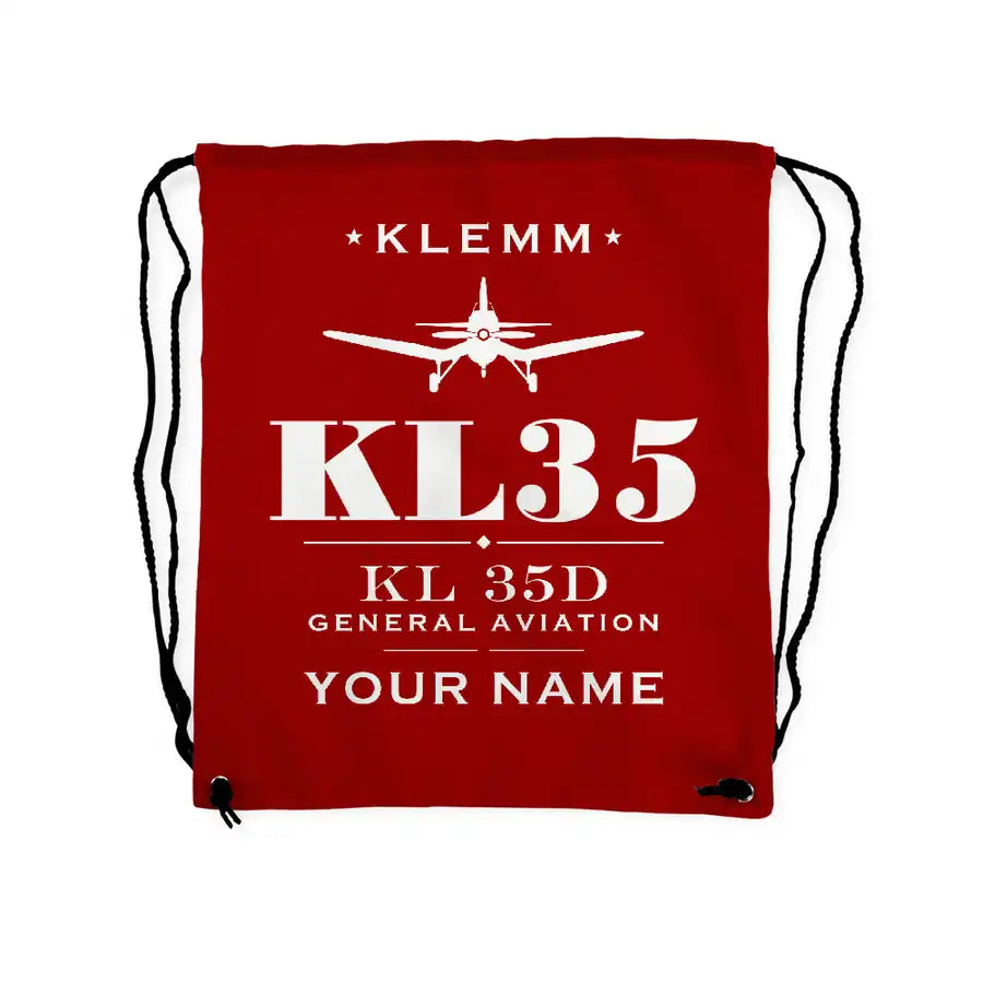Klemm Kl 35D - Drawstring Bag - Heritage + Name - Red