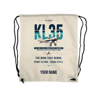 Thumbnail for Klemm Kl 35D - Drawstring Bag - Original + Name - Beige