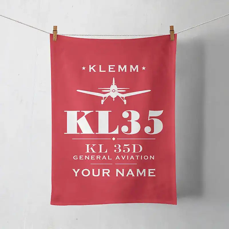 Klemm Kl 35D - Heritage + Name - Towel - Red