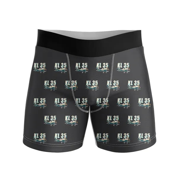 Klemm Kl 35D - Men Boxers - Cartoon Pattern - Black