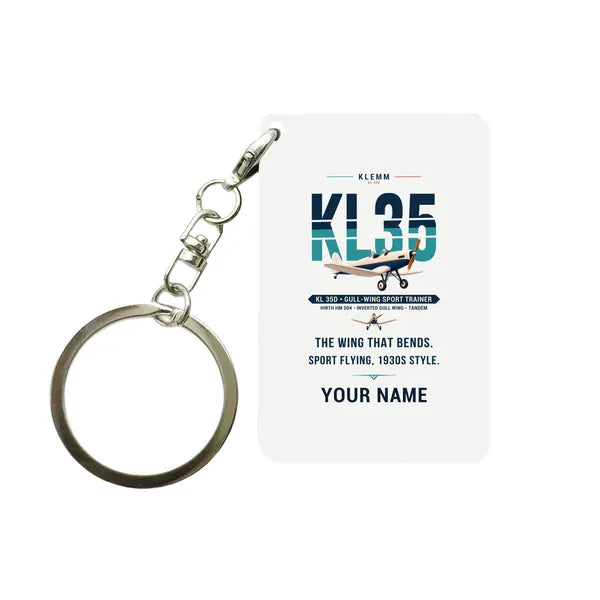 Klemm Kl 35D - Original + Name - Key Chain - White