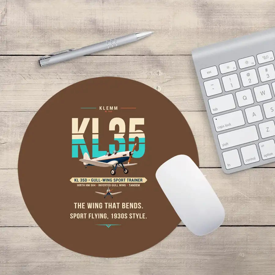 Klemm Kl 35D - Original - Round Mouse Pad - Brown