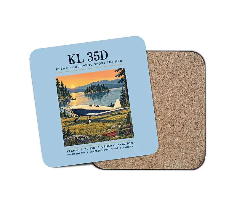 Klemm Kl 35D - Poster - Coaster - Light Blue