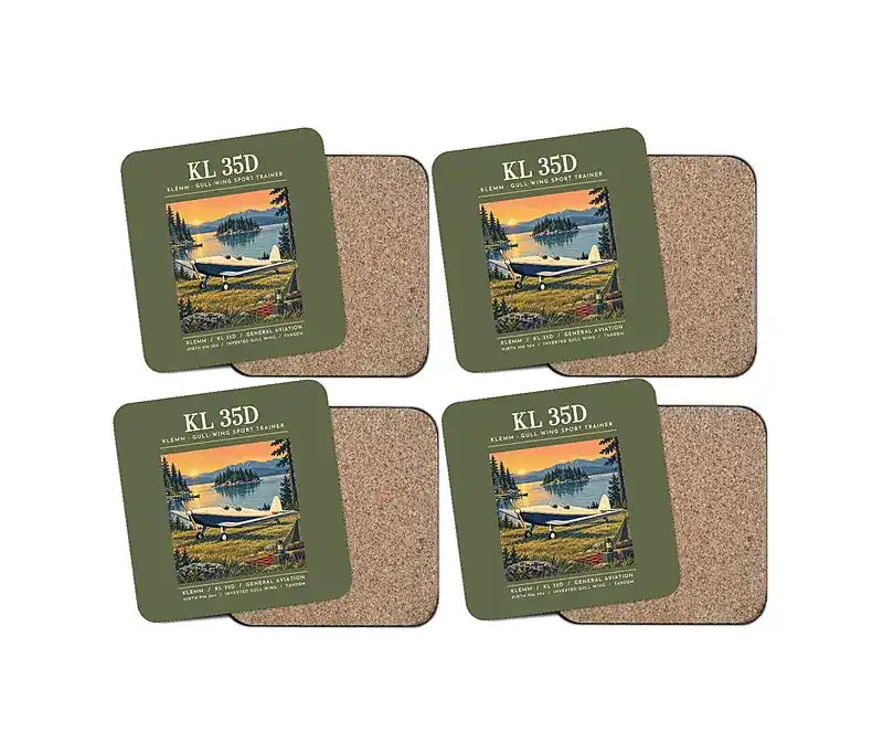 Klemm Kl 35D - Poster - Coaster Set - Green Army