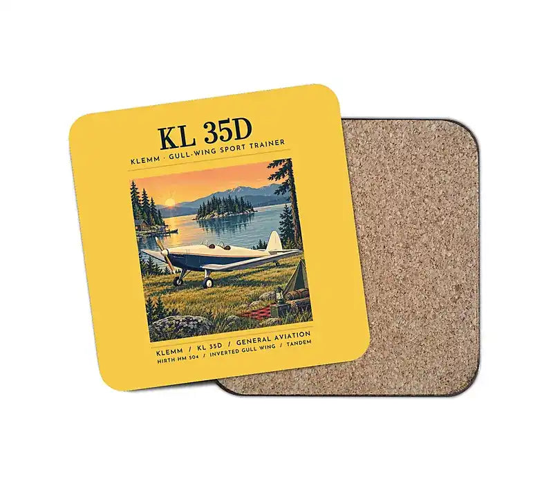 Klemm Kl 35D - Poster - Coaster - Yellow