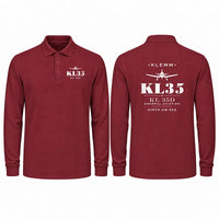 Thumbnail for Klemm Kl 35D Premium Polo T-Shirts - Heritage - Long Sleeve - Dark Red