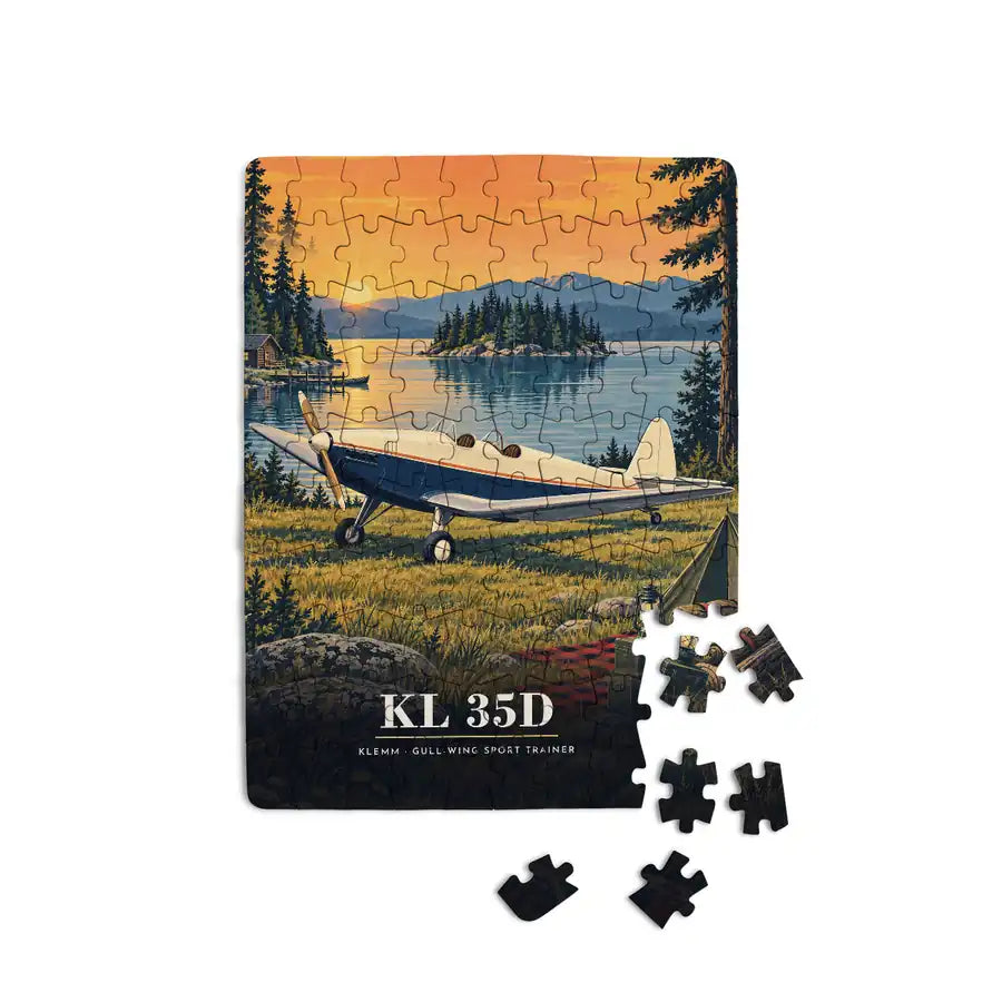 Klemm Kl 35D - Vertical + Text - Canvas Puzzle