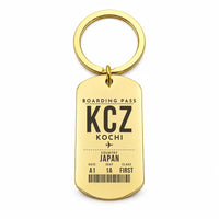 Thumbnail for Kochi Ryoma Airport KCZ - Key Chain - Boarding Pass Style - Gold