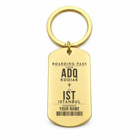 Thumbnail for Kodiak Airport ADQ - Key Chain - Customizable Boarding Pass - Gold