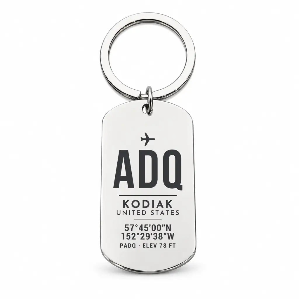 Kodiak Airport ADQ - Key Chain - Original Design - Silver
