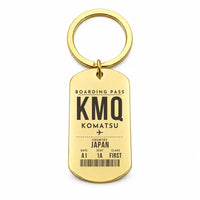 Thumbnail for Komatsu Airport KMQ - Key Chain - Boarding Pass Style - Gold
