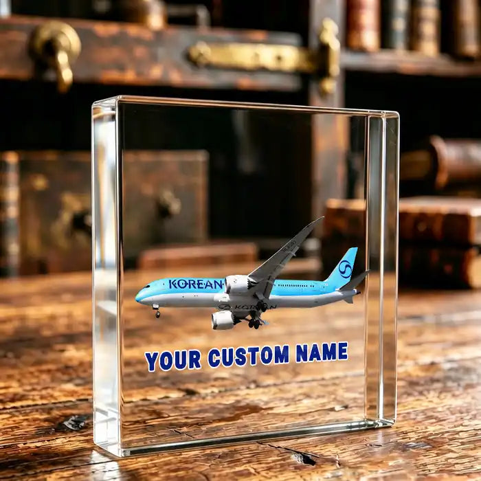 Korean Air Boeing 787 Airplane Crystal Ornament - Korean Air Boeing 787 - Crystal - Desk - Personalized