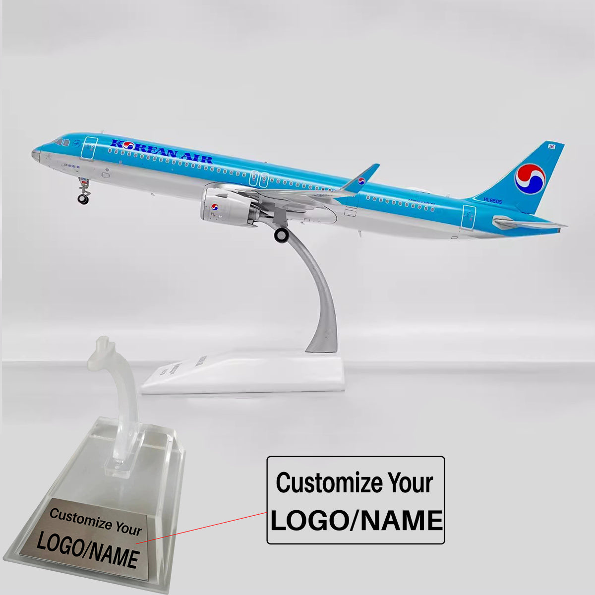 Korean Air Airbus A321Neo Airplane Model HL8505 (1/200 Scale - 22CM)