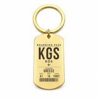 Thumbnail for Kos Island International Airport KGS - Key Chain - Boarding Pass Style - Gold
