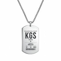 Thumbnail for Kos Island International Airport KGS - Necklace - Boarding Pass Style - Silver