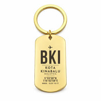 Thumbnail for Kota Kinabalu International Airport BKI - Key Chain - Original Design - Gold