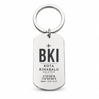 Thumbnail for Kota Kinabalu International Airport BKI - Key Chain - Original Design - Silver