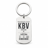 Thumbnail for Krabi International Airport KBV - Key Chain - Boarding Pass Style - Silver