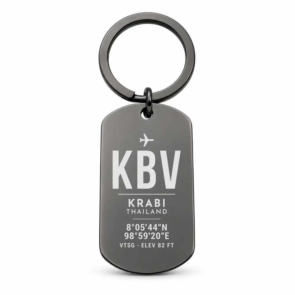 Krabi International Airport KBV - Key Chain - Original Design - Black