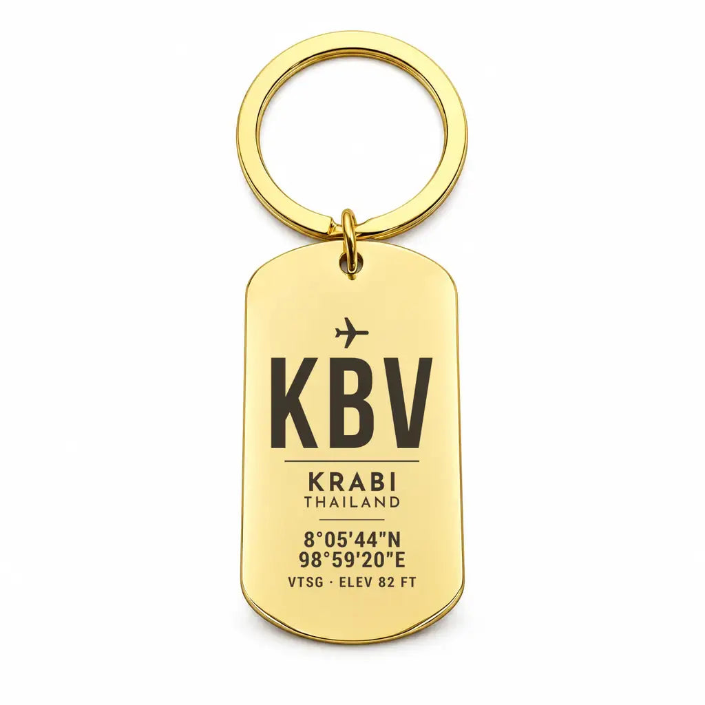 Krabi International Airport KBV - Key Chain - Original Design - Gold