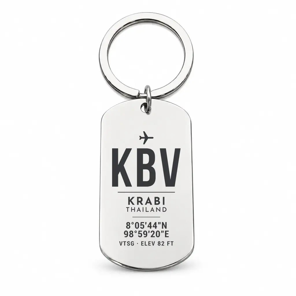 Krabi International Airport KBV - Key Chain - Original Design - Silver