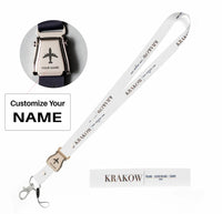 Thumbnail for Krakow City Series seat belt lanyard - white with name