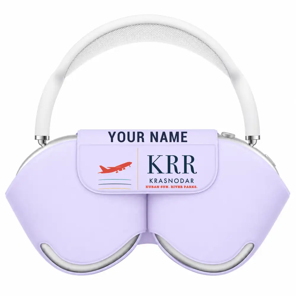 Krasnodar Pashkovsky International Airport (KRR) AirPods Max Cases - Light Purple + Name