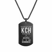 Thumbnail for Kuching International Airport KCH - Necklace - Boarding Pass Style - Black