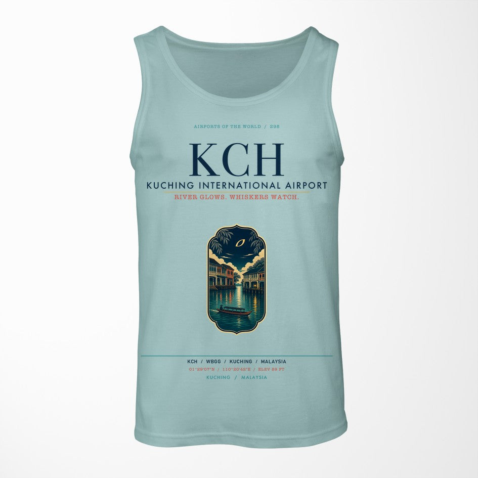 Kuching International Airport (KCH) design on light green tank top