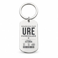Thumbnail for Kuressaare Airport URE - Key Chain - Boarding Pass Style - Silver