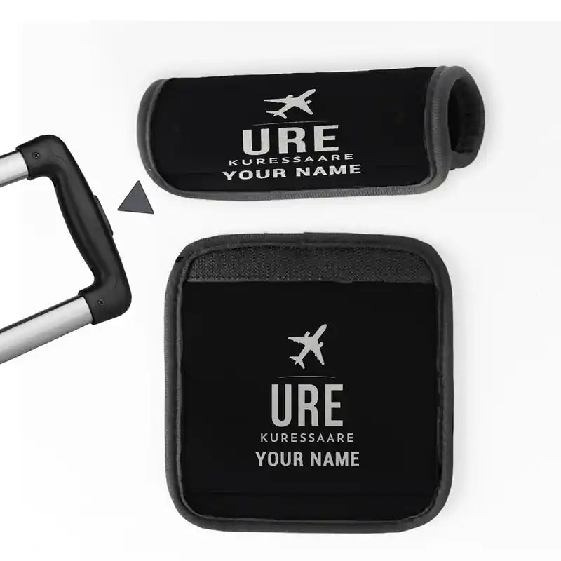 Kuressaare Airport (URE) Luggage Handle Covers - Black + Name