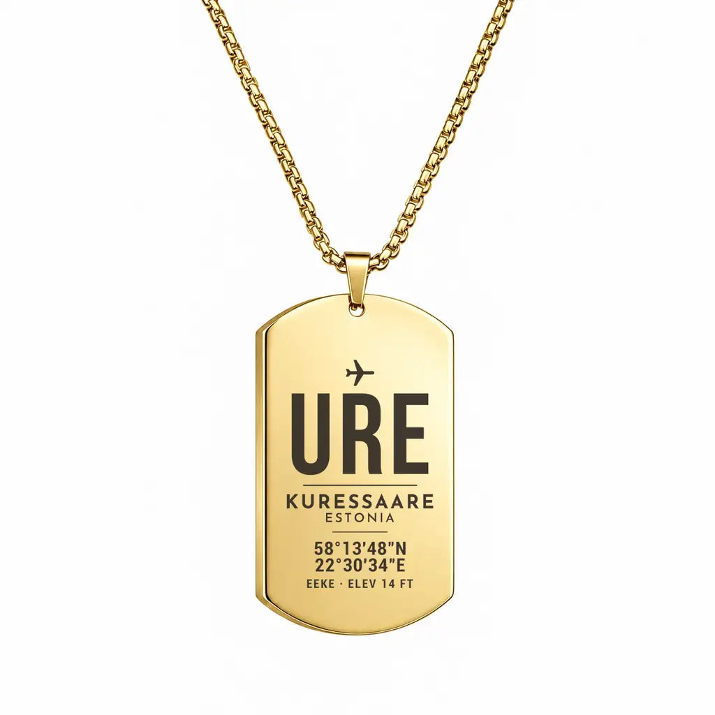 Kuressaare Airport URE - Necklace - Original Design - Gold