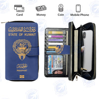 Thumbnail for Kuwait Passport Designed Leather Long Zipper Wallets