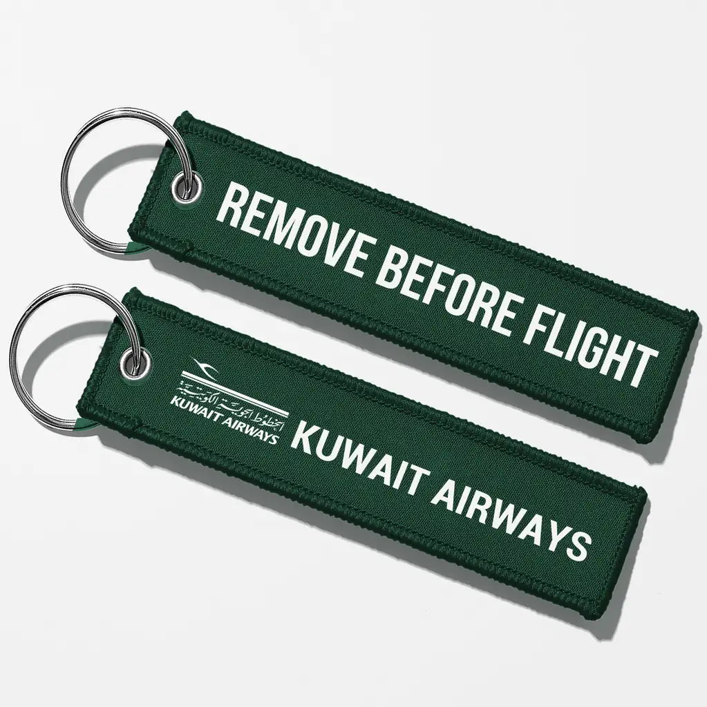 Kuwait Airways Airlines Crew & Staff Tag Key Chains - Dark Green - Remove Before Flight