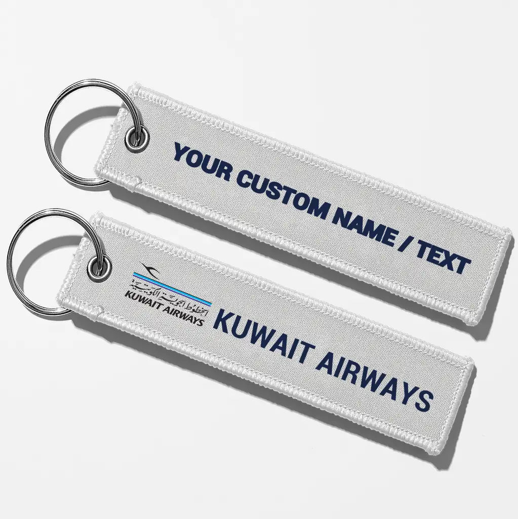 Kuwait Airways Airlines Crew & Staff Tag Key Chains - White - Personalized