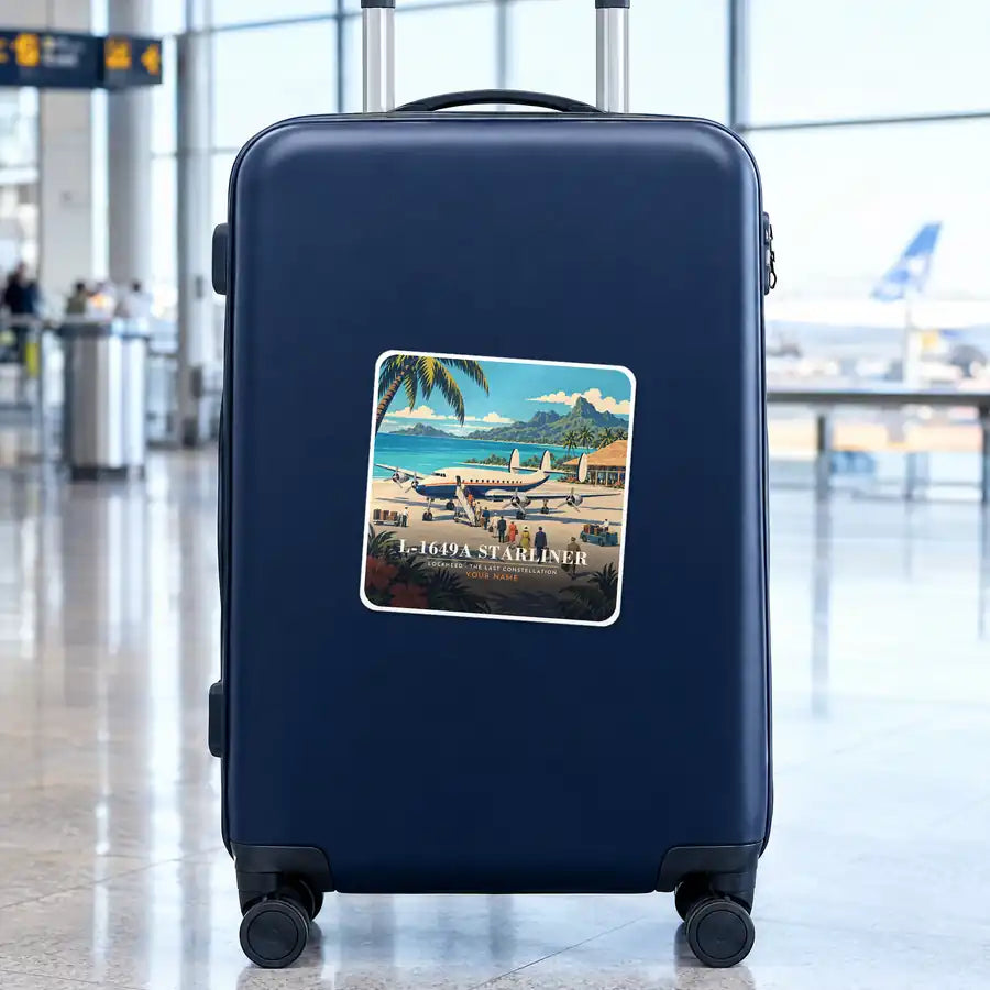 L-1649A Starliner - 3D + Name - Square Sticker - Suitcase