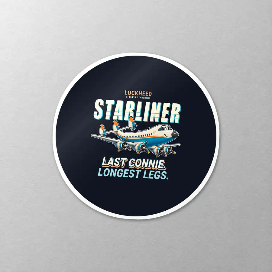 L-1649A Starliner - Cartoon - Circle Sticker - Close-up