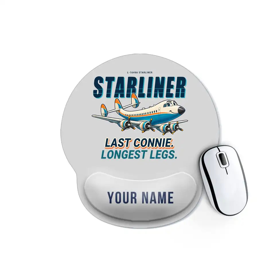 L-1649A Starliner - Cartoon + Name - Ergonomic Mouse Pad - Light Gray