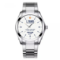 Thumbnail for L-1649A Starliner - Classic - White + Name - Stainless Steel Band - For Men