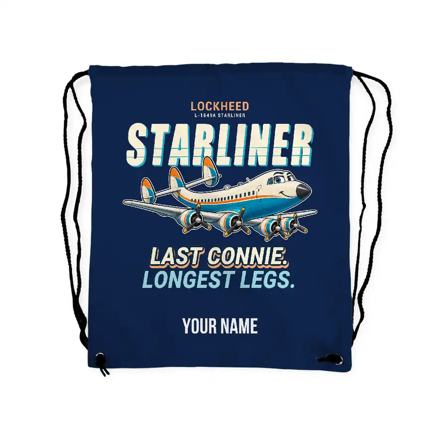 L-1649A Starliner - Drawstring Bag - Cartoon + Name - Dark Blue