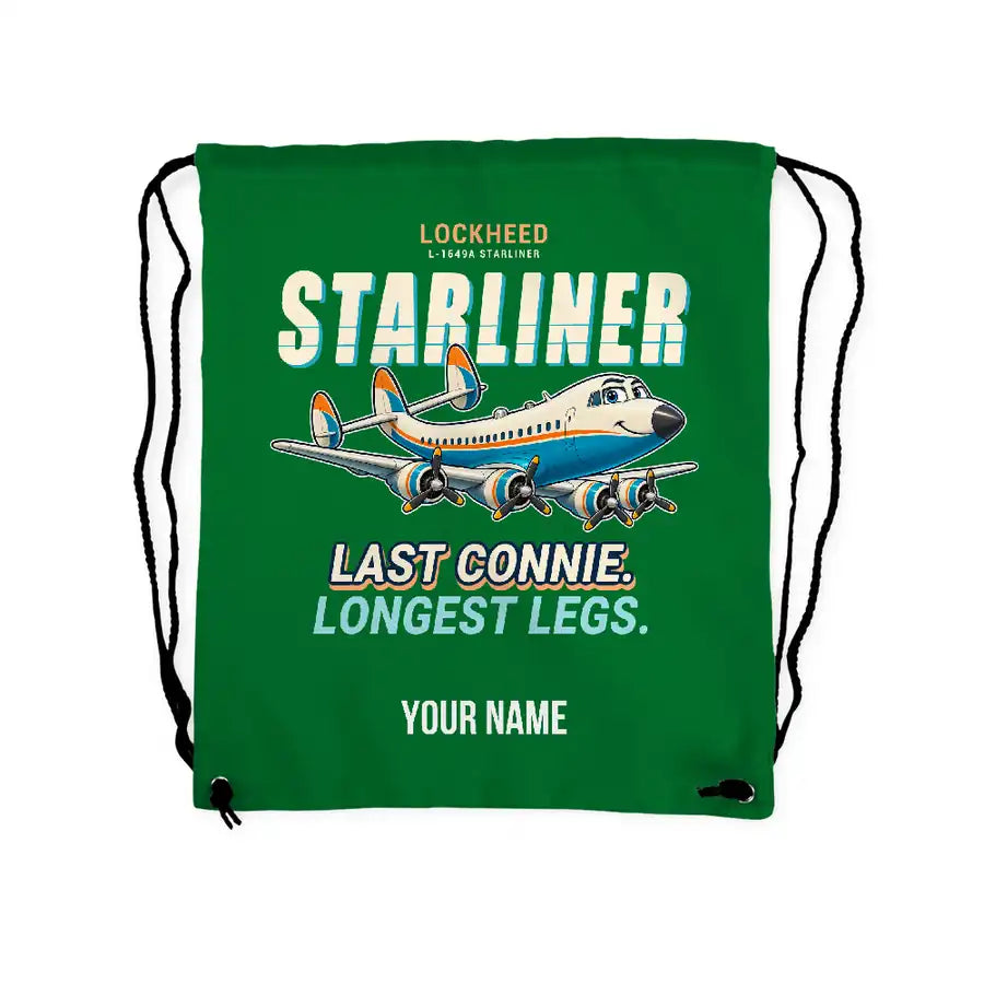 L-1649A Starliner - Drawstring Bag - Cartoon + Name - Green