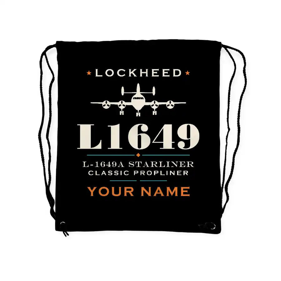 L-1649A Starliner - Drawstring Bag - Heritage + Name - Black