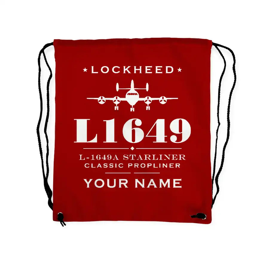L-1649A Starliner - Drawstring Bag - Heritage + Name - Red