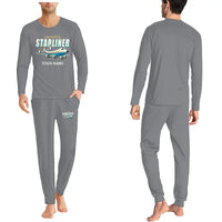 Thumbnail for L-1649A Starliner - Men Pajamas - Cartoon Chest + Name - Gray