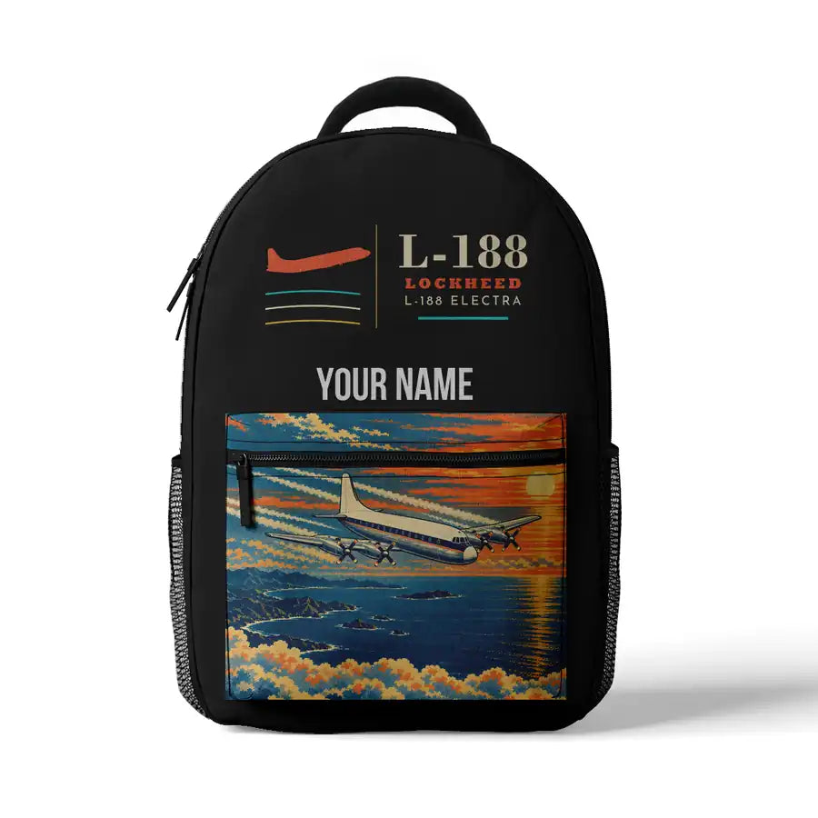 L-188 Electra - 3D Backpack - Black + Name