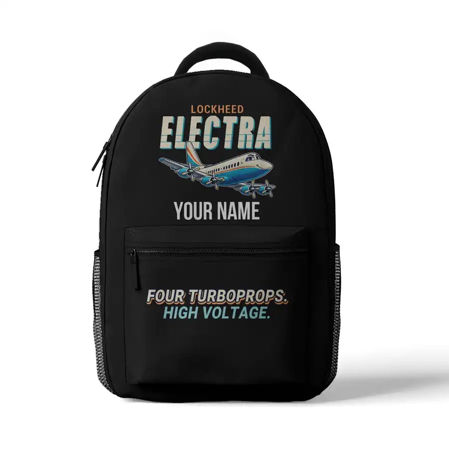 L-188 Electra - 3D Backpack - Cartoon + Name - Black