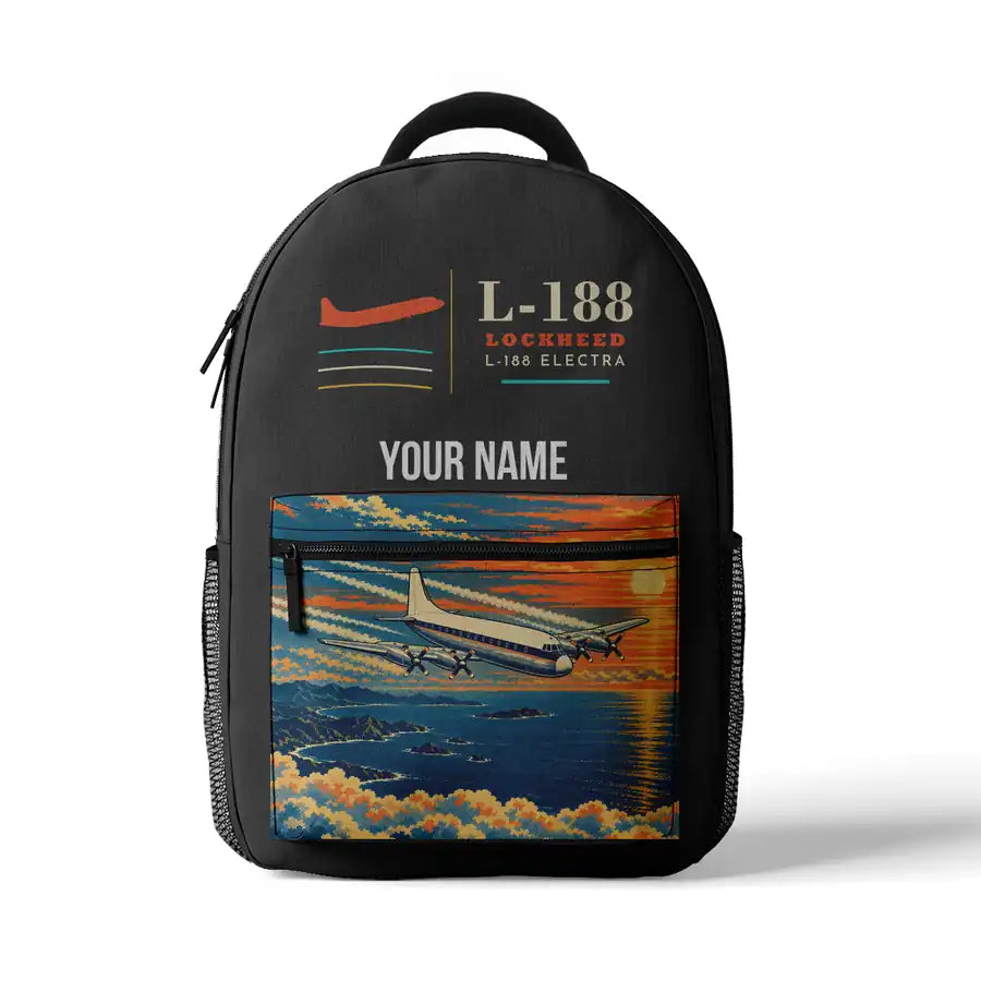L-188 Electra - 3D Backpack - Gray + Name