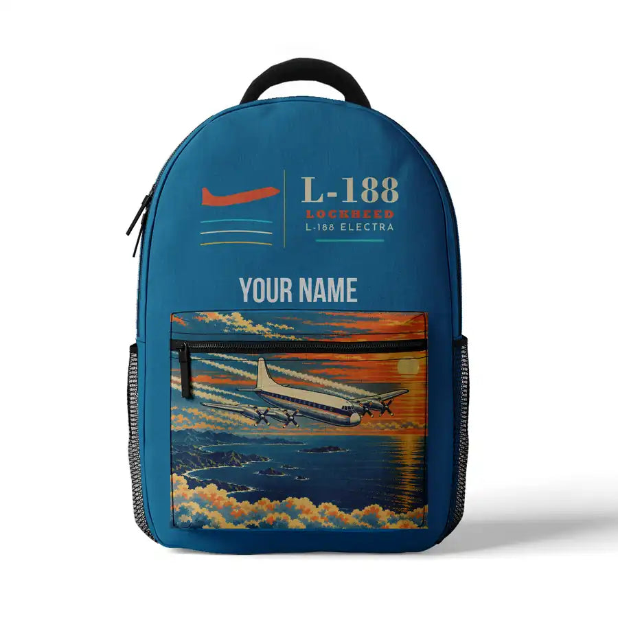 L-188 Electra - 3D Backpack - Light Blue + Name