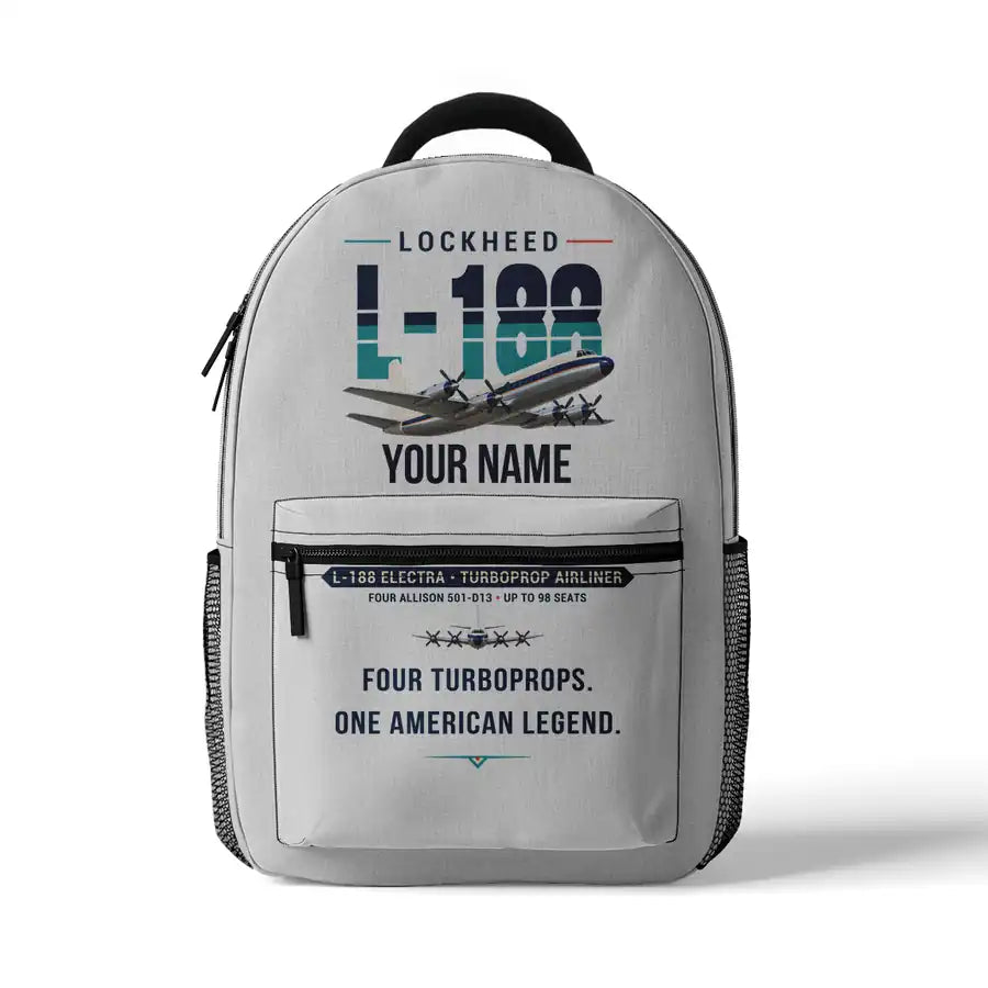 L-188 Electra - 3D Backpack - Original + Name - White