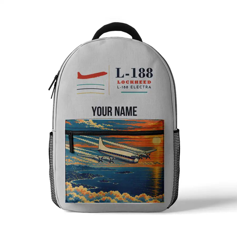 L-188 Electra - 3D Backpack - White + Name
